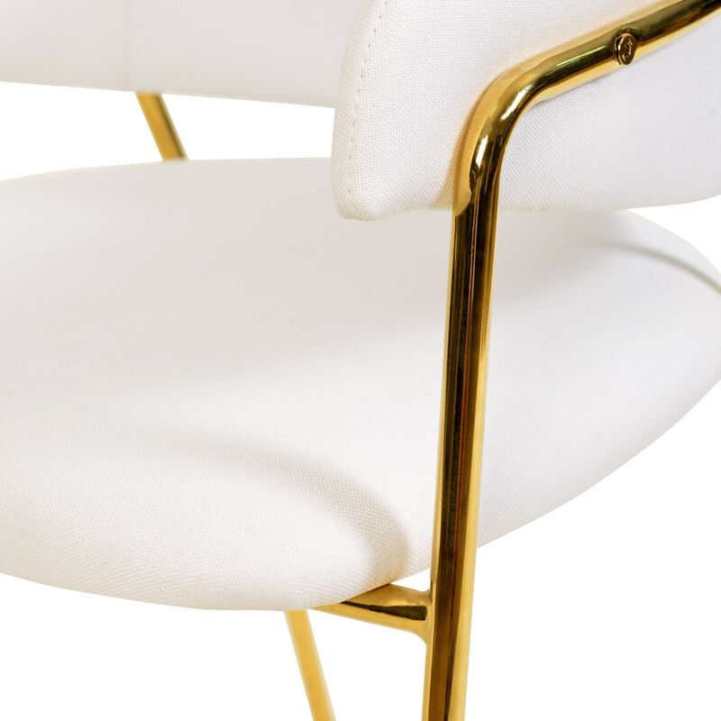 Axis Upholstered Dining Chairs Curved Open-Back & Gold Legs Set of 4 in