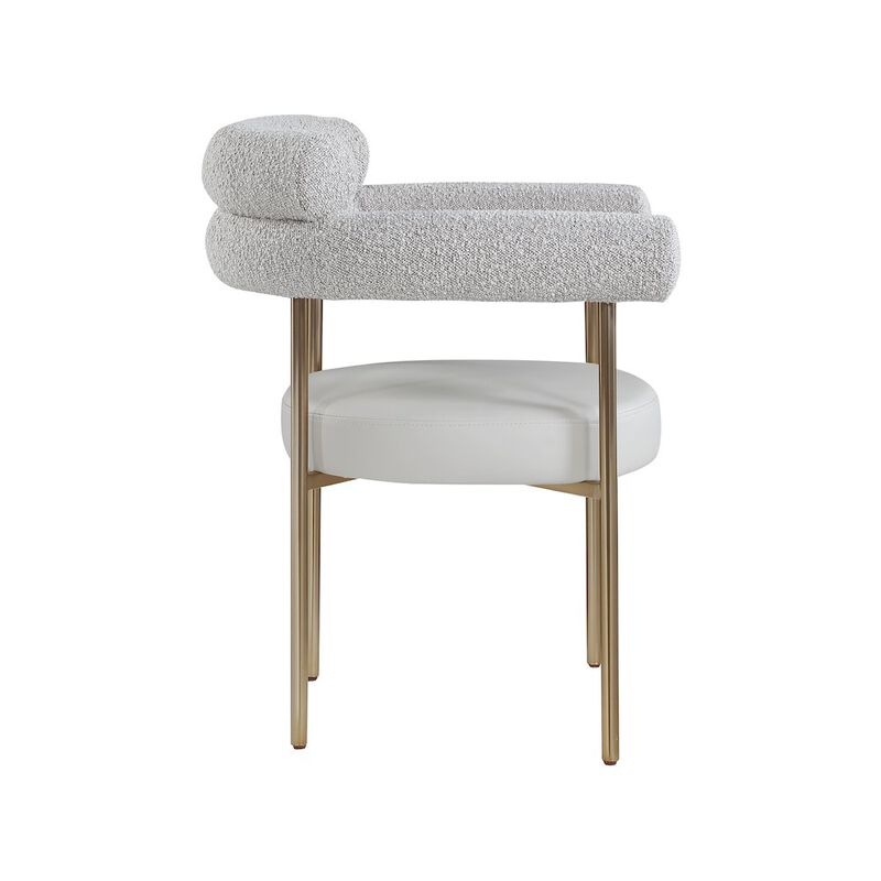 Meridian Furniture Blake Taupe Vegan Leather / Boucle Fabric Dining Chair, Set of 2