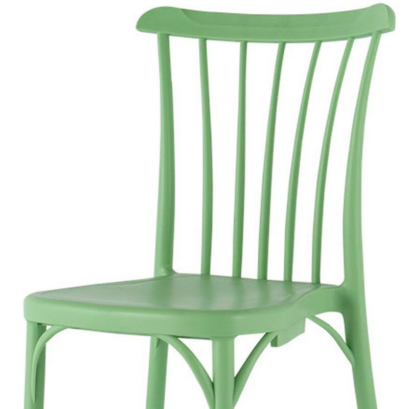 HomeRoots Set of Two Green Heavy Duty Plastic Outdoor Stacking Dining Chairs image number 4