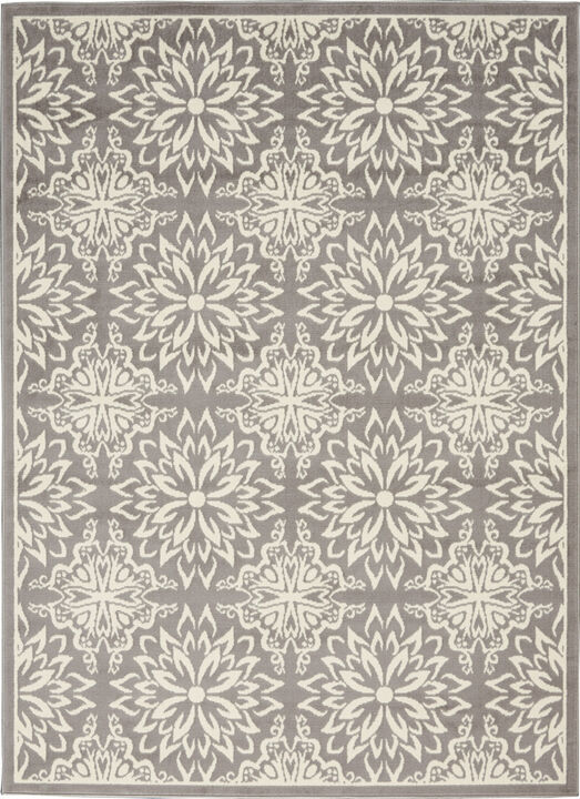 4 x 6 gray Floral Power Loom Non Skid Area Rug