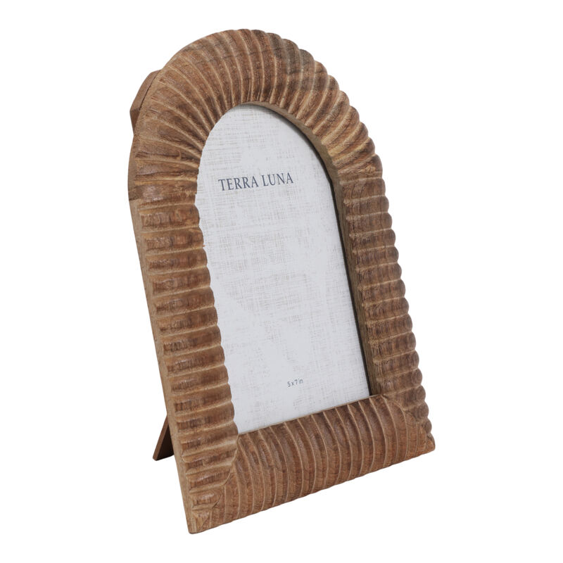 5x7" Ribbed Wood Arch Photo Frame, Natural image number 1