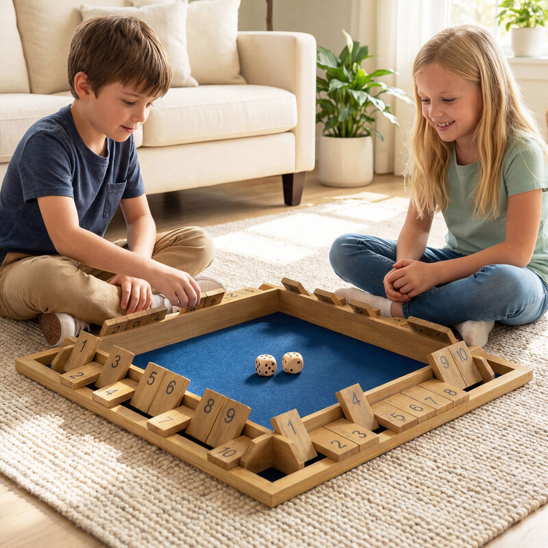 Extra Large Wooden Shut the Box Game for 2 to 4 Players for Home Game Room-Natural image number 5
