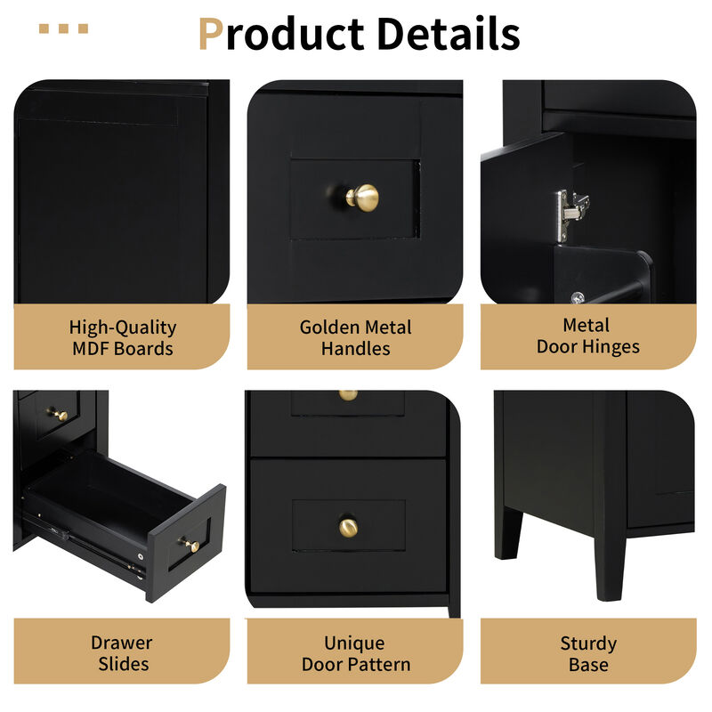 Merax Bathroom Storage Vanity with 3 Left Drawers, Right Cabinet with Adjustable Shelves image number 8