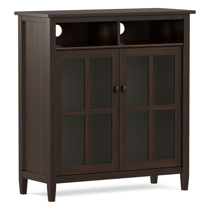 Warm Shaker SOLID WOOD 39 inch Wide Transitional Medium Storage Media Cabinet in Tobacco Brown