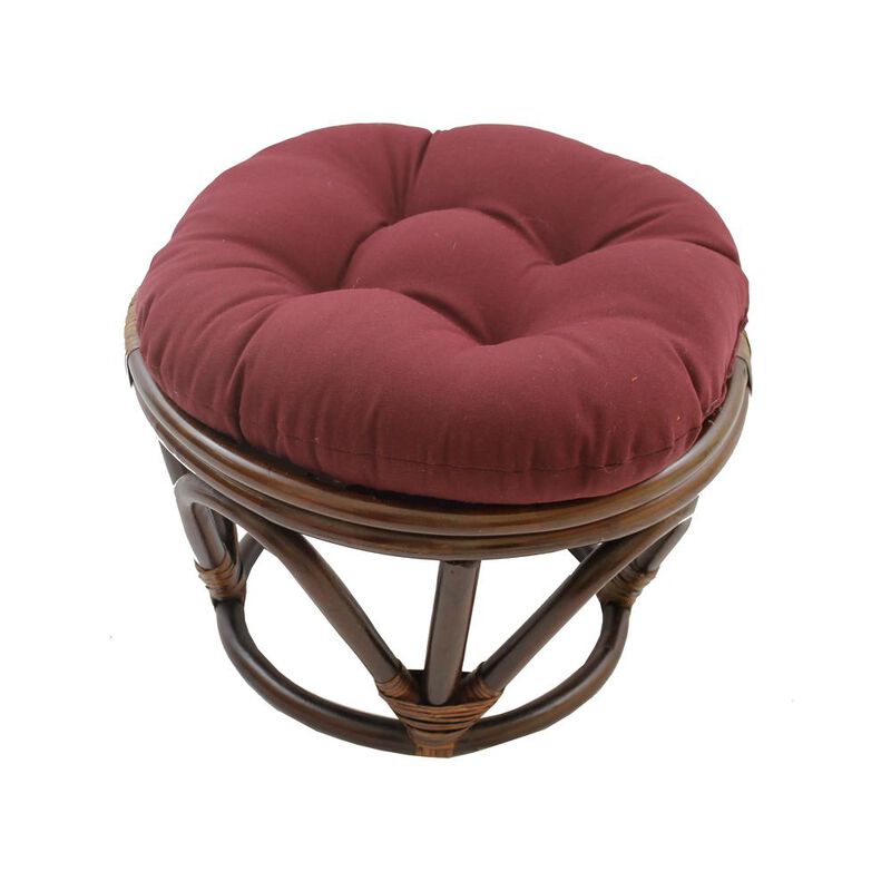 International Caravan Rattan Ottoman with Micro Suede Cushion