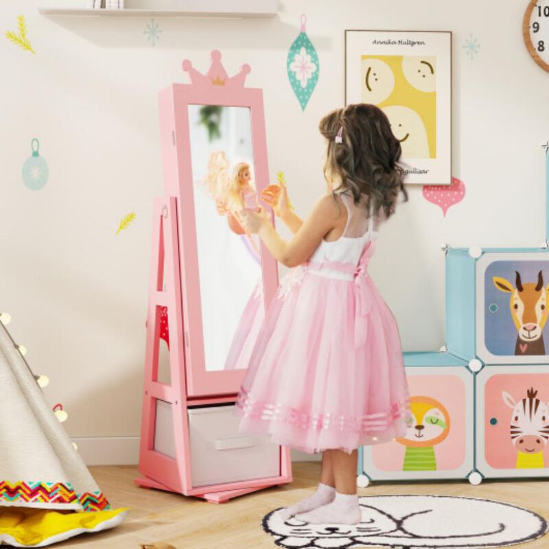 Kids Jewelry Armoire Cabinet with Large Storage Capacity and Swivel Base image number 1