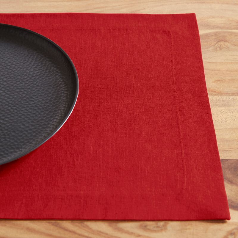 Solino Home Sonoma 100% Linen Placemats &ndash; Set of 6, 14 x 19 in, Machine Washable, Holiday and Everyday Dining