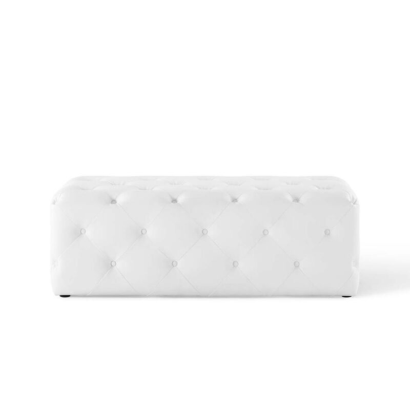 Modway EEI-3767-WHI Anthem 48" Tufted Button Entryway Faux Leather Bench, White image number 2