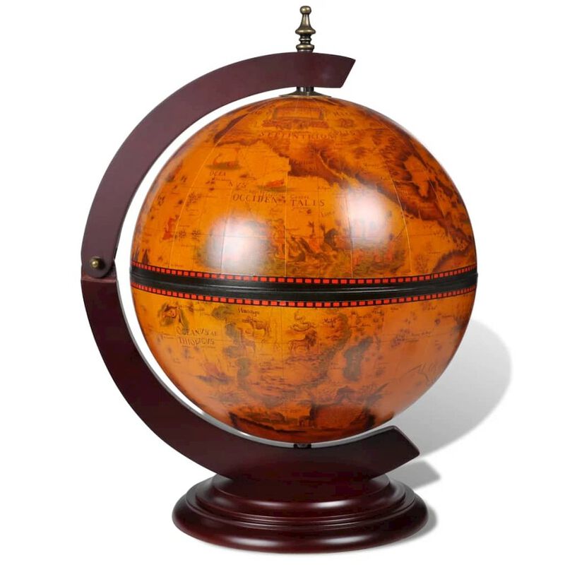 vidaXL Tabletop Globe Bar Wine Stand Eucalyptus Wood