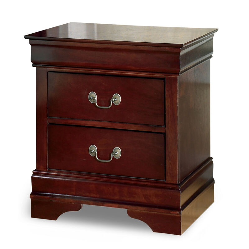 Deyr Nightstand, 2 Drawers, Bronze, Louis Philippe Molding Brown - Benzara