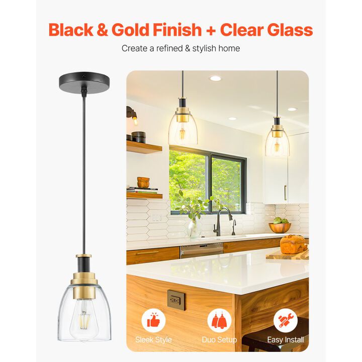 Set of 2 Pendant Light Adjustable Hanging Lights for Kitchen, Entryway, or Hallway