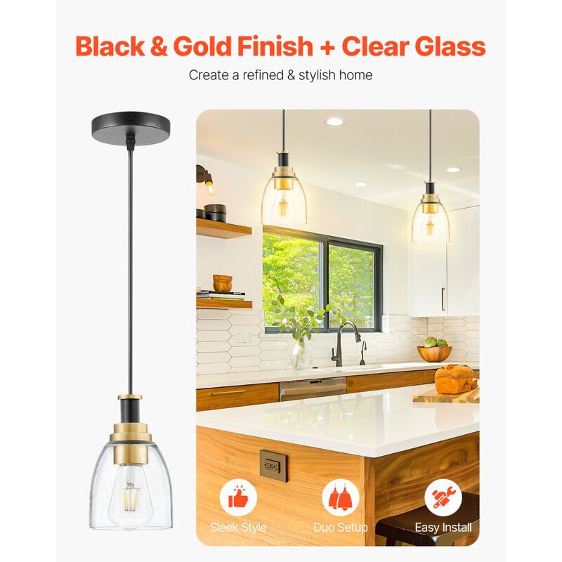 Set of 2 Pendant Light Adjustable Hanging Lights for Kitchen, Entryway, or Hallway image number 1