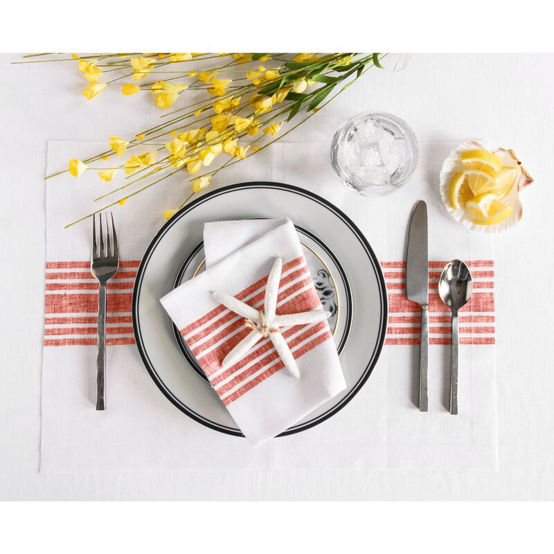 Solino Home Farmhouse 100% Linen Placemats &ndash; Set of 4, 14 x 19 in, Machine Washable, Holiday and Everyday Dining