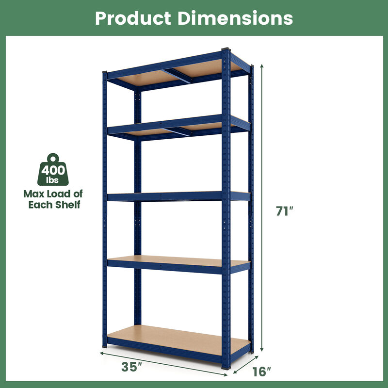 Steel Storage Shelf Unit &ndash; 5-Tier Heavy Duty Organizer Rack for Garage/Warehouse, 2000 LBS