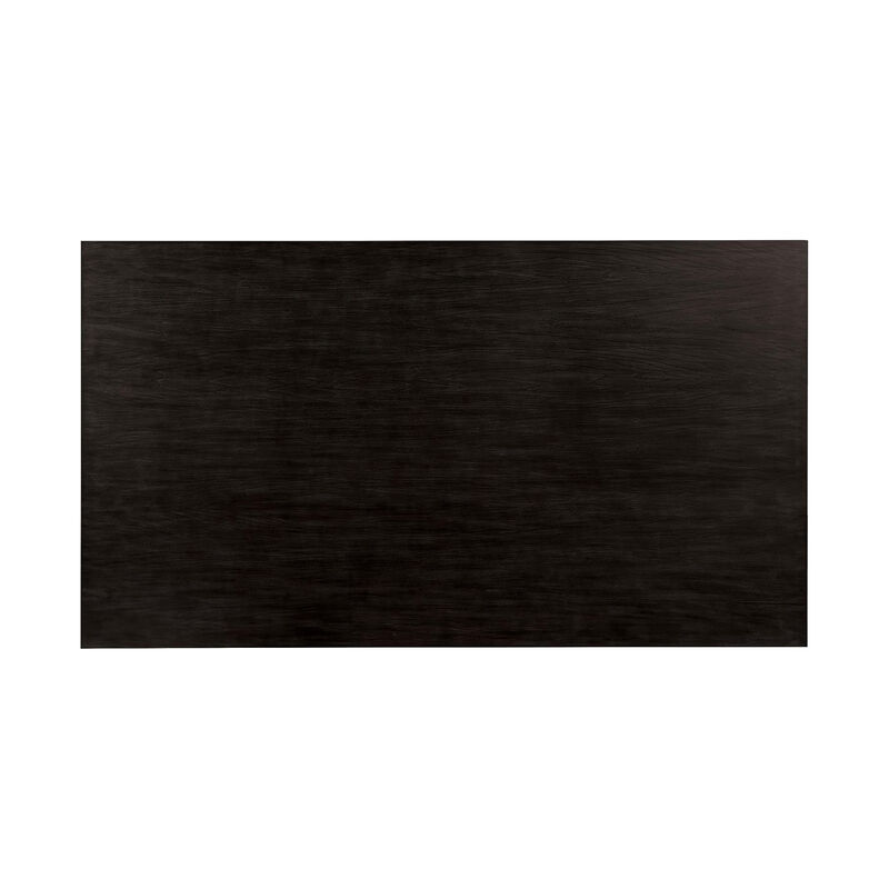 Renu 7pc Dining Table and Chair Set, 72 Inch Top, Gray Linen, Black - Benzara