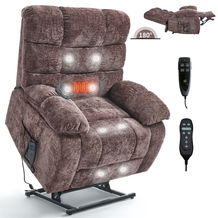 Mondawe Lift Recliner Chair Heat Massage Dual Motor Infinite Position Oversized Electric Power Lift Recliners with Power-Remote