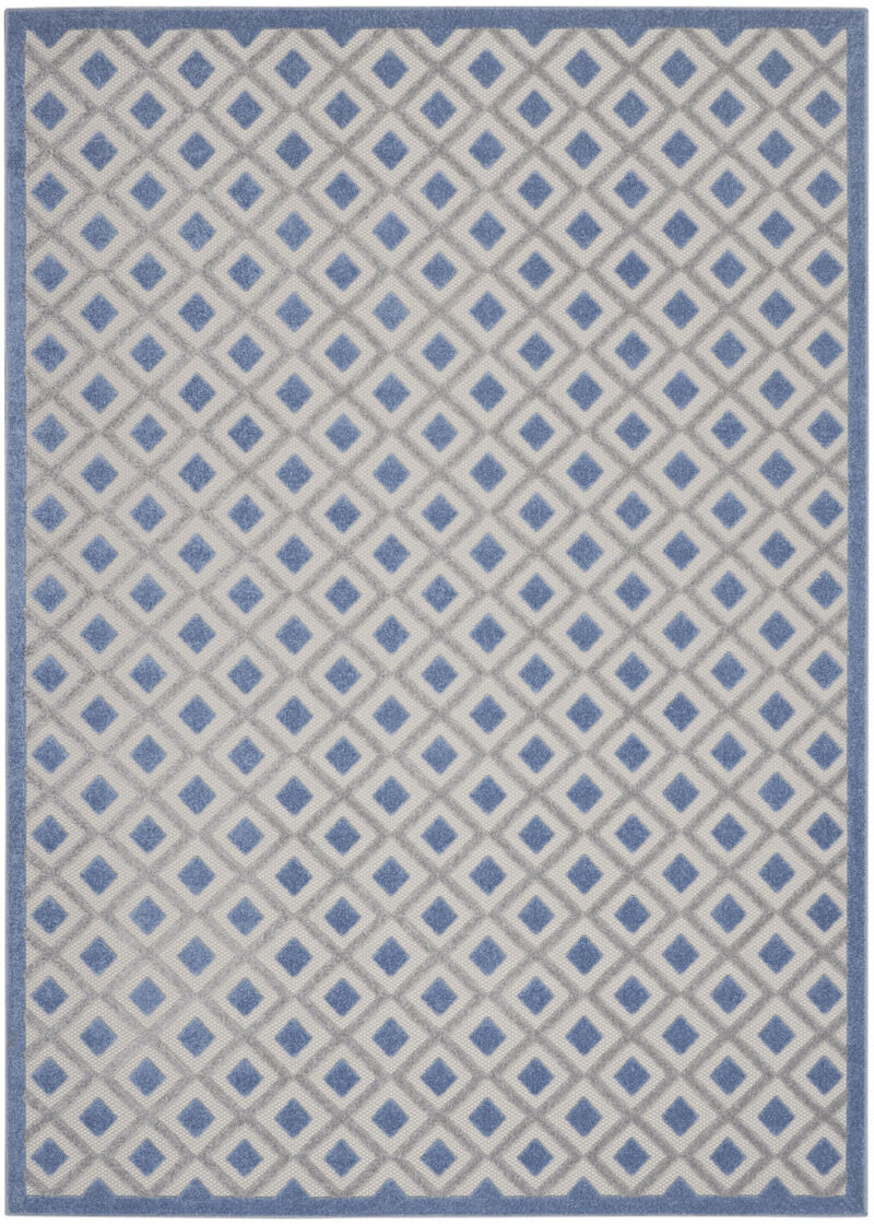 HomeRoots 8' X 11' Blue And Gray Geometric Indoor Outdoor Area Rug image number 2