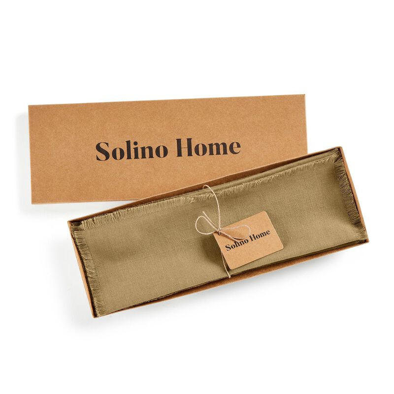 Solino Home Fringe 100% Linen Placemats &ndash; Set of 4, 14 x 19 in, Machine Washable, Holiday and Everyday Dining
