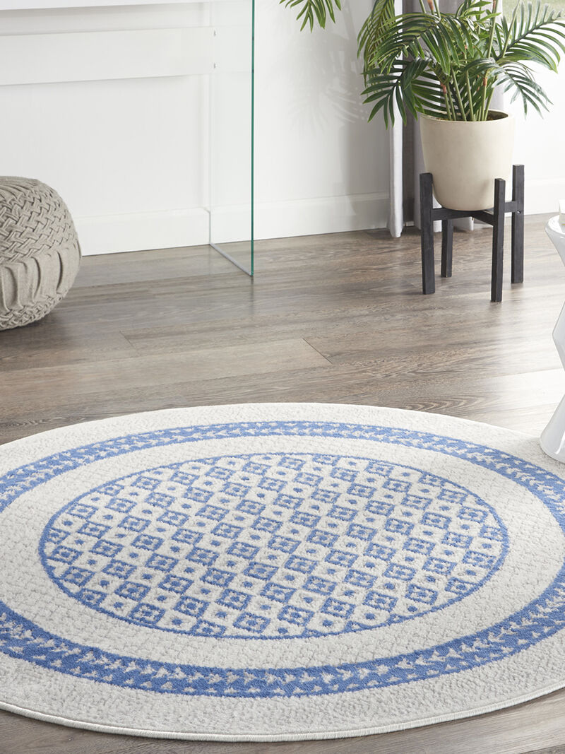 Whimsicle WHS13 Ivory/Blue 5' x Round Rug