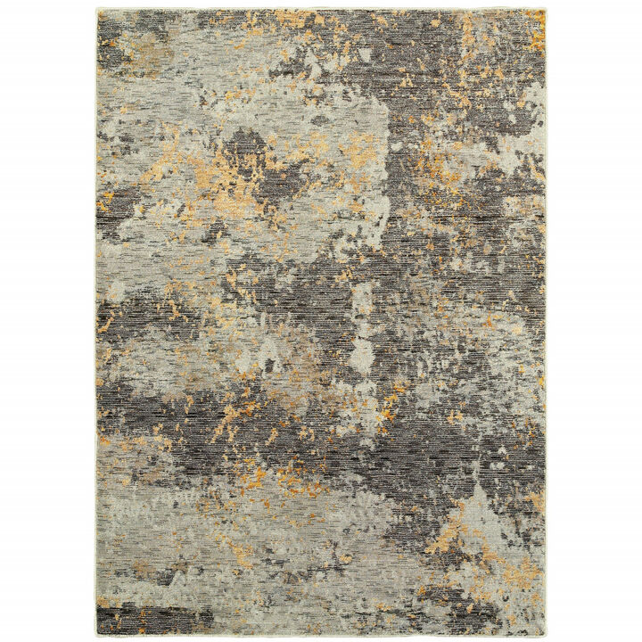 3 X 5 grey And gold Abstract Power Loom Stain Resistant Area Rug