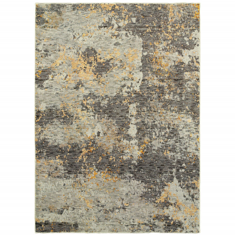3 X 5 grey And gold Abstract Power Loom Stain Resistant Area Rug image number 0