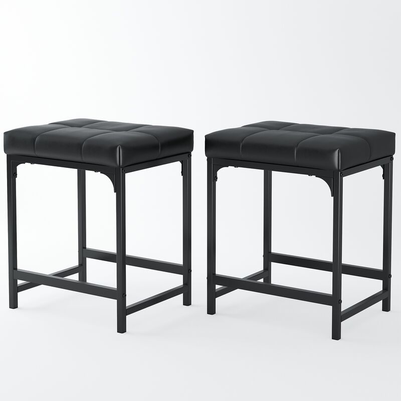 2 Pack Bar Stools, PU Leather Upholstered Breakfast Stools, Easy Assembly, Suitable for Kitchen, Bar, Dining Room, Entryway, Makeup Stool