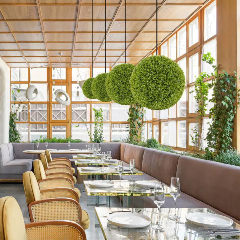 Hivvago 2 Pieces Artificial Sun-Protective Topiary Spheres for Patio Garden Front Door Balcony Backyard