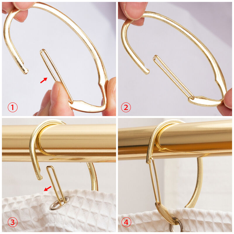Zinc Shower Curtain Hooks, Set of 12 image number 8