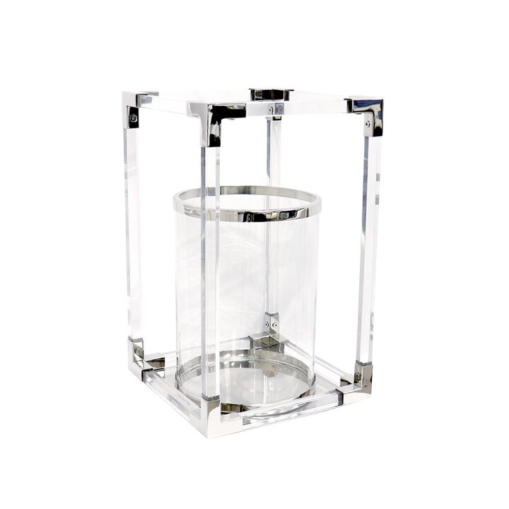 Pasargad Home Soren Chrome Polished Lucite Lantern