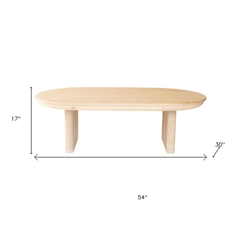 Hivvago 54 Inch Natural Solid Wood Oval Solid Coffee Table