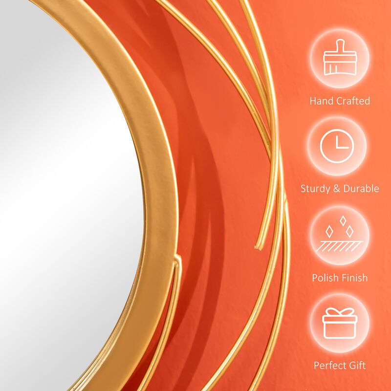 Gold Wall Art: Modern Metal Mirror Decor for Living Spaces