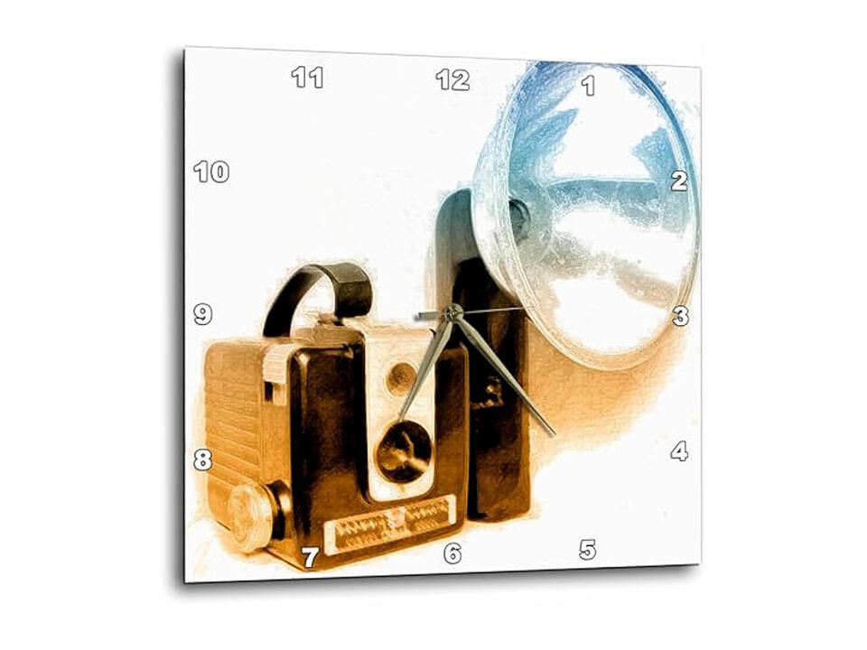 Vintage Camera Bulb Flash Wall Clock 10 Inch Home Decor