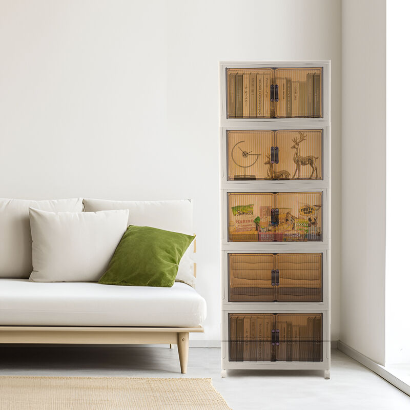 Mega Casa Stackable Foldable Storage Bins with Lids and Wheels 5 Tier (Set of 5)