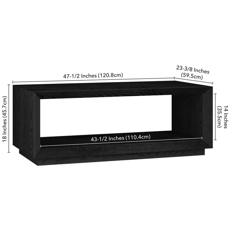 Hudson&Canal Tannen 48 Wide Rectangular Coffee Table in Black Grain