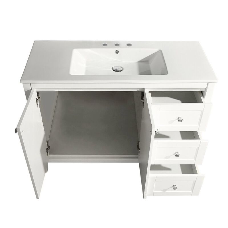 Cannes 48 in. White Bathroom Vanity with 3-Hole Ceramic Sink Top image number 6