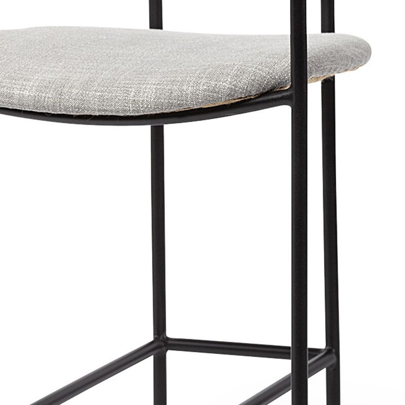 HomeRoots 29" Gray And Black Fabric And Steel Bar Height Bar Chair image number 5