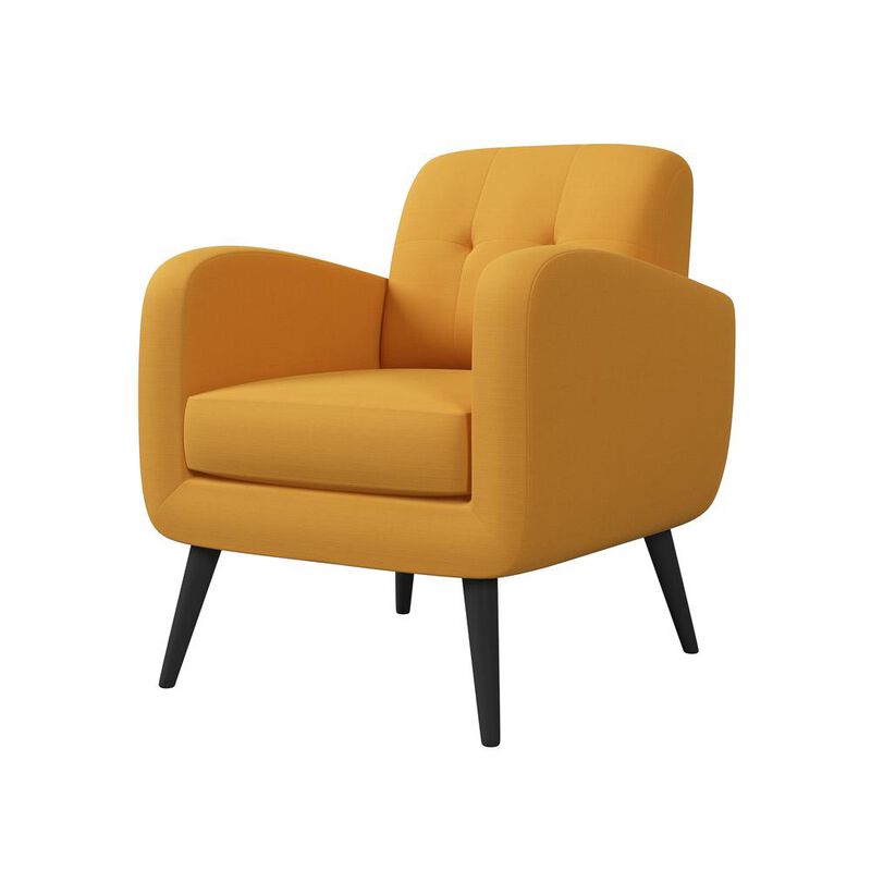 HL Home Furnishings Armchair in Mustard Yellow Linen with Espresso Legs