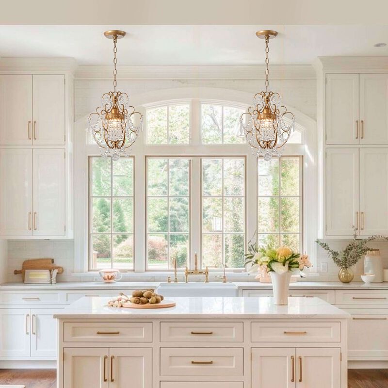Dalia Glam 1 Light Brushed Brass Mini Crystal Chandelier image number 9