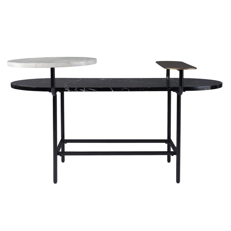 Homezia 42" Black Manufactured Wood And Metal Free Form Coffee Table