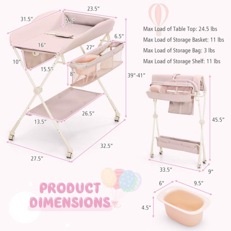 Hivvago Baby Diaper Changing Table with Water Basin Wheel