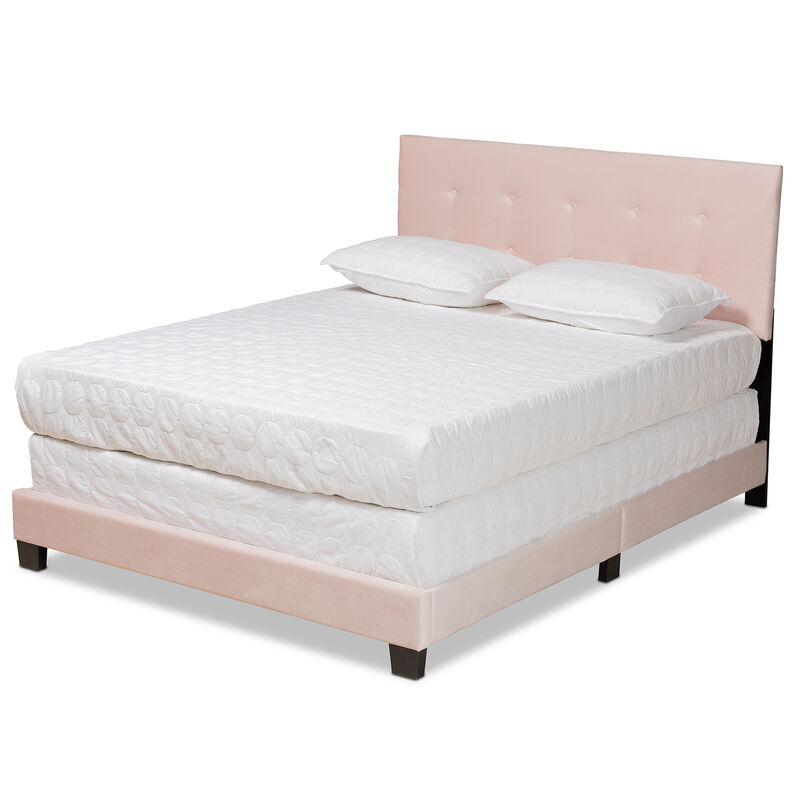 Baxton Studio Caprice Glam Navy Velvet Fabric Upholstered Queen Size Panel Bed image number 0