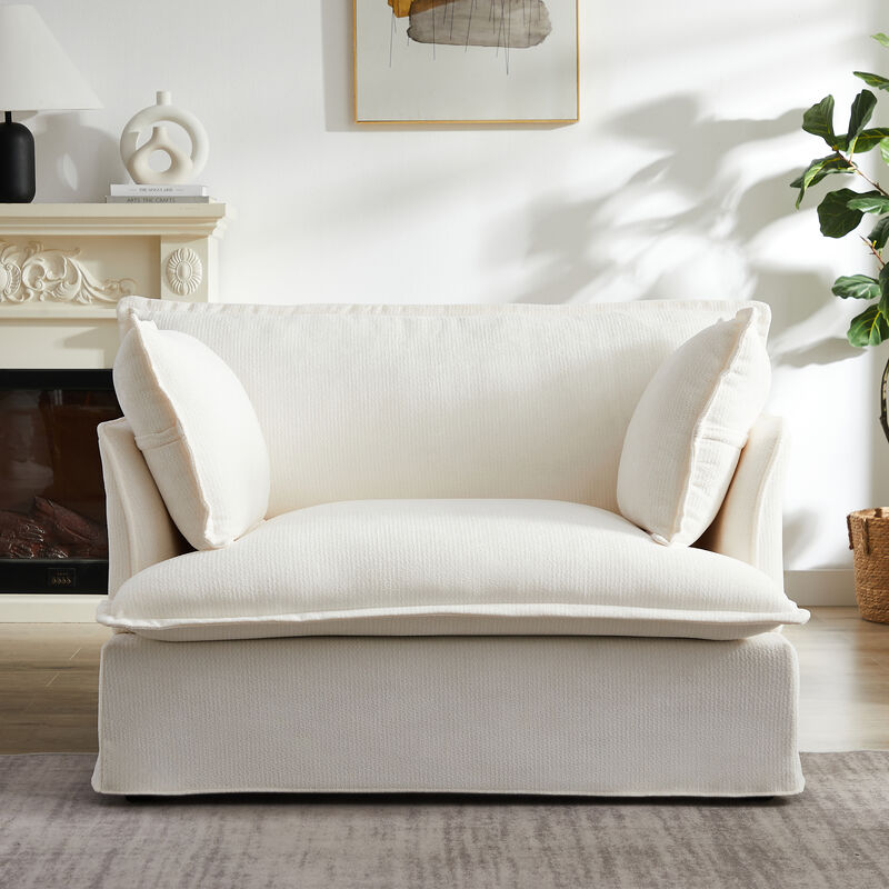 Merax Modern Chenille Upholstered Armchair with Integrated Charging Ports image number 2