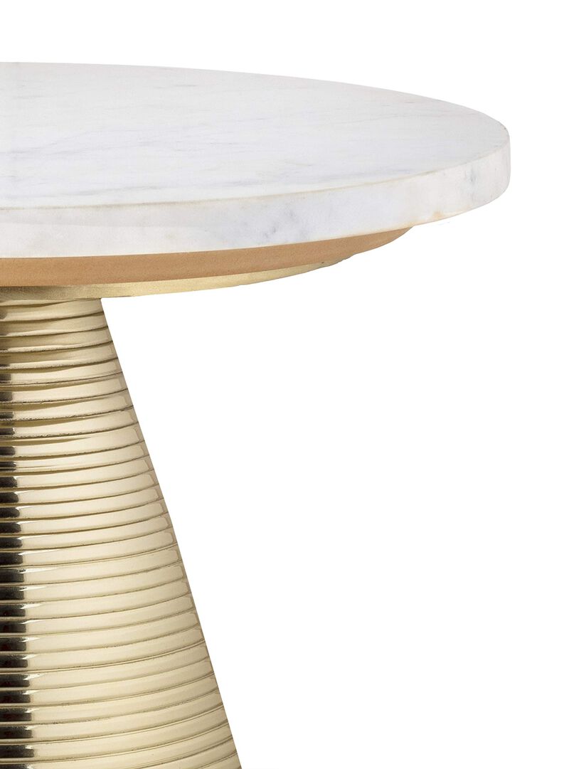 TOV Furniture Tempo Modern Round Marble Side Table, 16", Gold, White image number 4