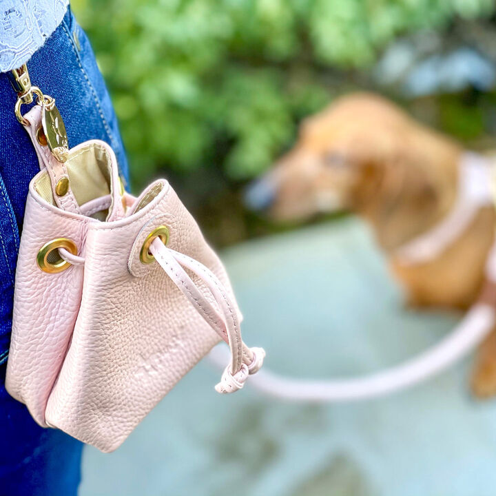 POISEPUP Genuine Leather Hands-Free Pet Walking and Training Treat Pouch for Dog