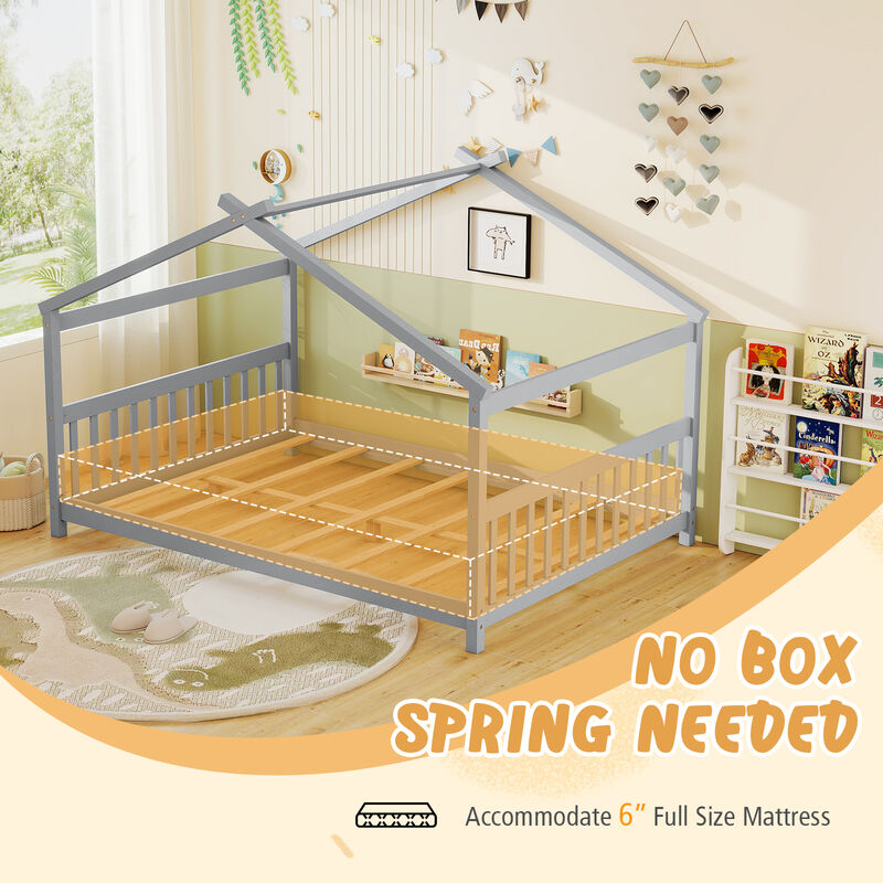 House Bed Frame with Headboard for Kids Bedroom image number 5