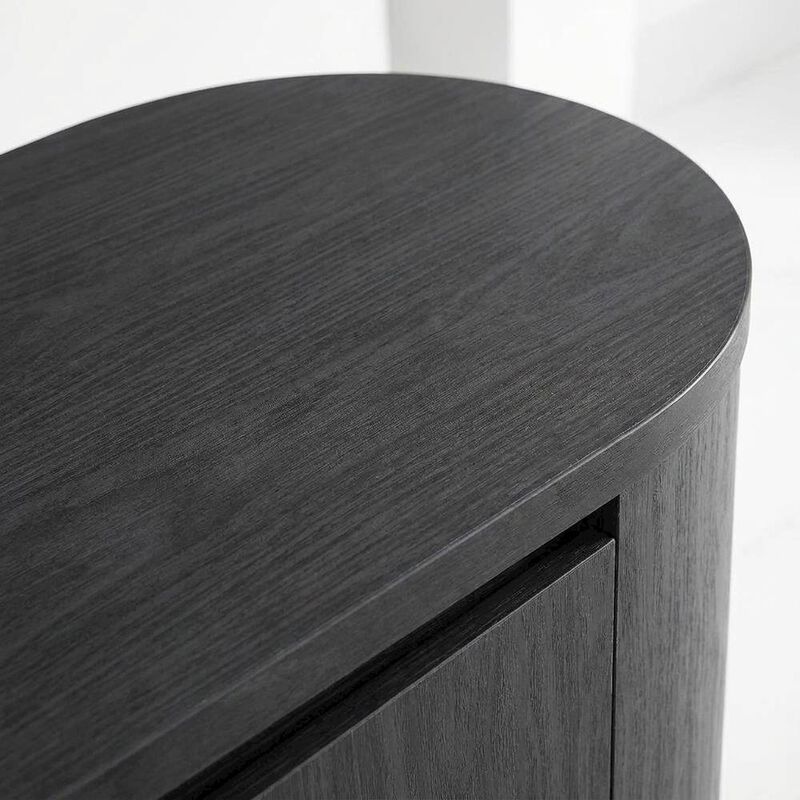 Oval Entertainment Center TV Console Cabinet with Storage and Drawers, Light Oak image number 6