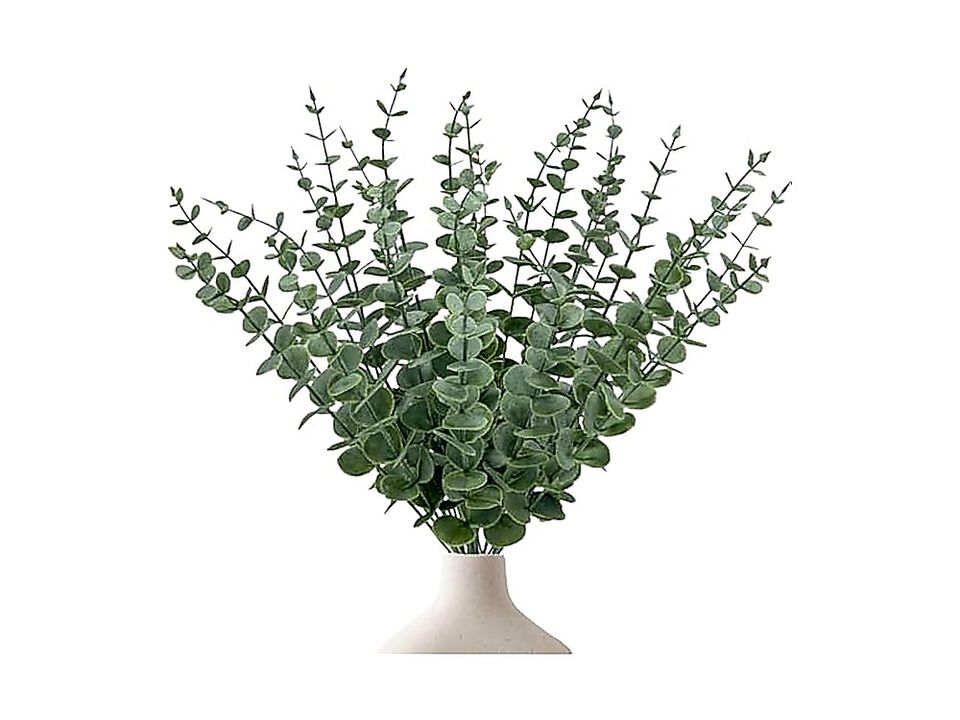 25 Pack Artificial Eucalyptus Stems Realistic Fake Branches Decor Wedding Table