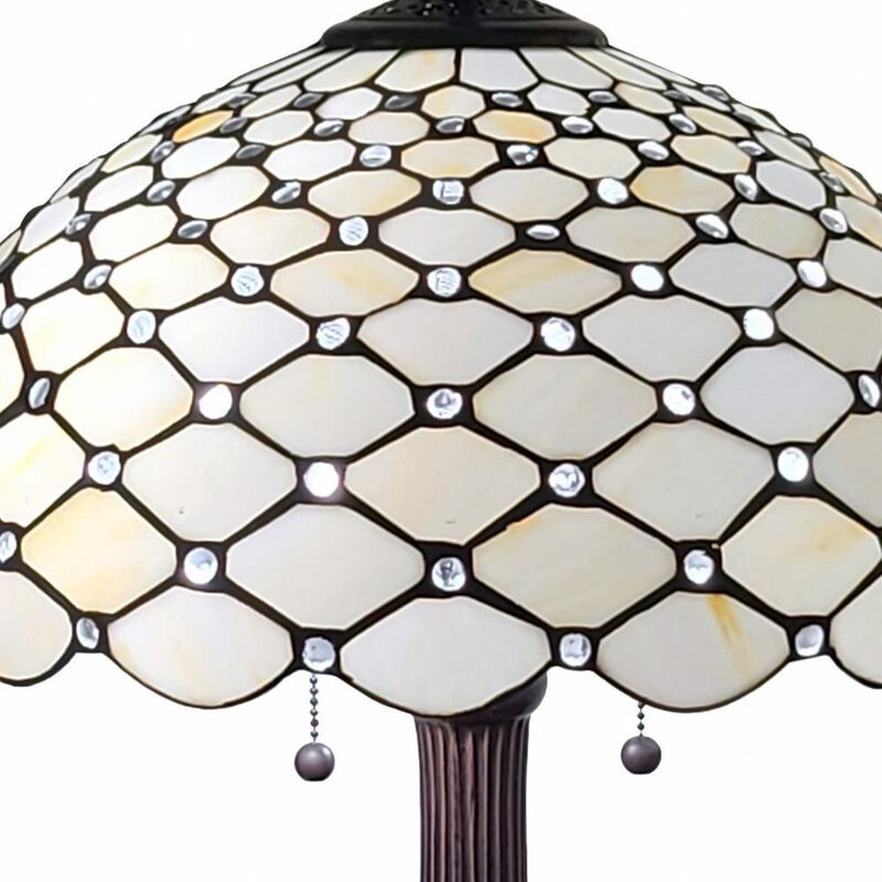 Hivvago 23" Dark Brown Metal Two Light Candlestick Table Lamp With White Shade