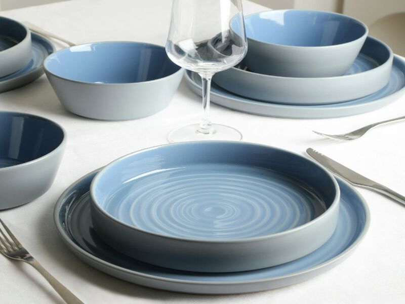 Stone Lain Elica 12-Piece Dinnerware Set Stoneware,  Blue and Grey image number 4