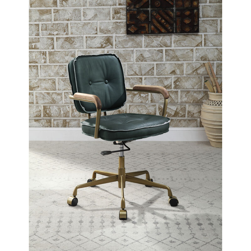 Seicross Office Chair, Emerald Green Leather
